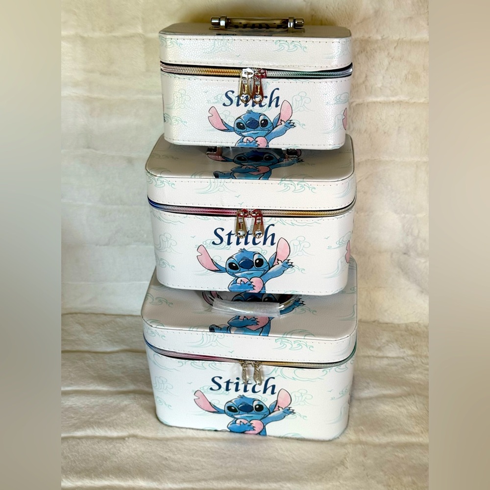 Nesting Disney Stitch Train Case. Make-up, crafting, storage. New/unused